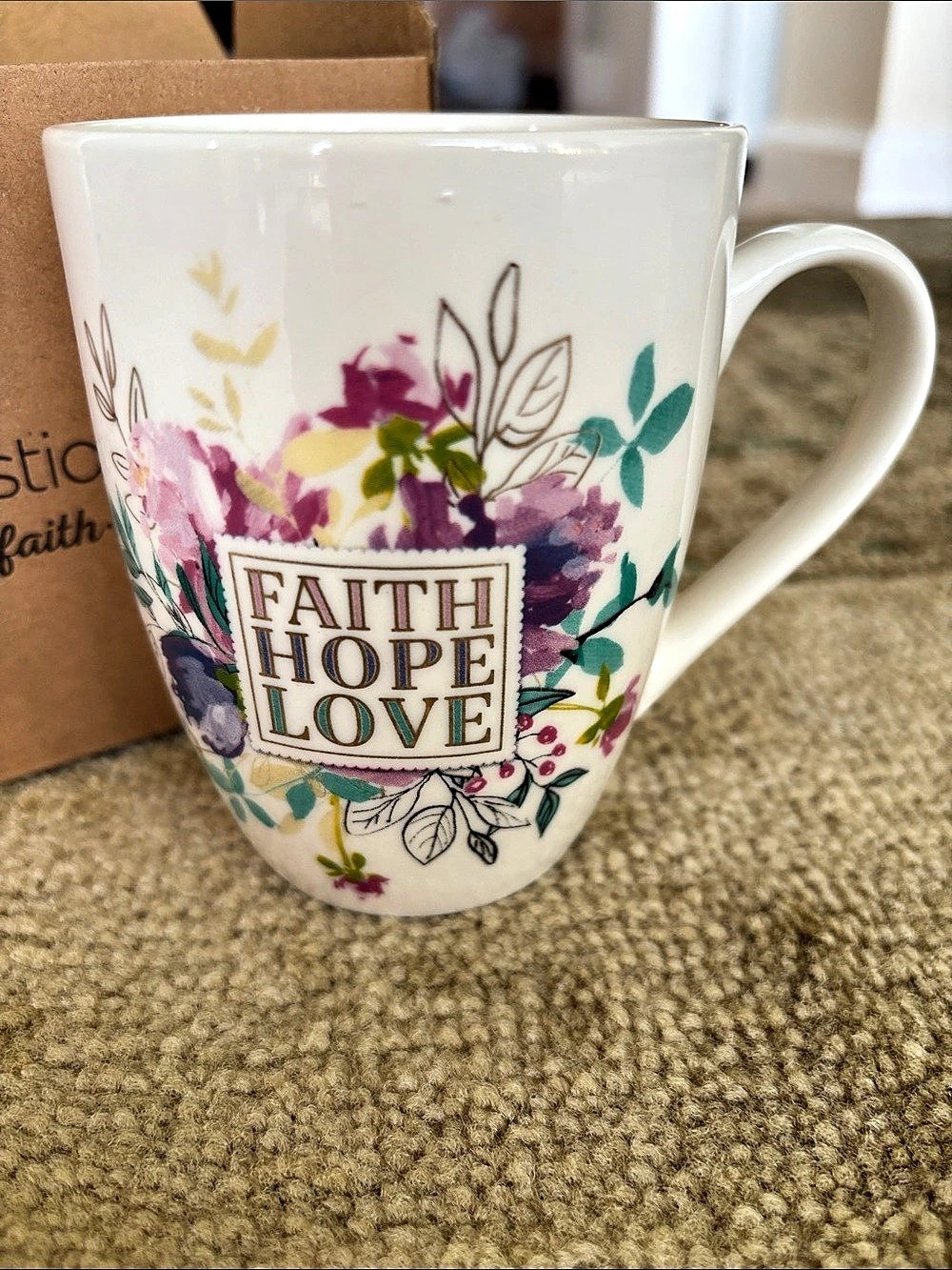 NWT Faith Hope Love Floral Mug - Picture 1 of 7